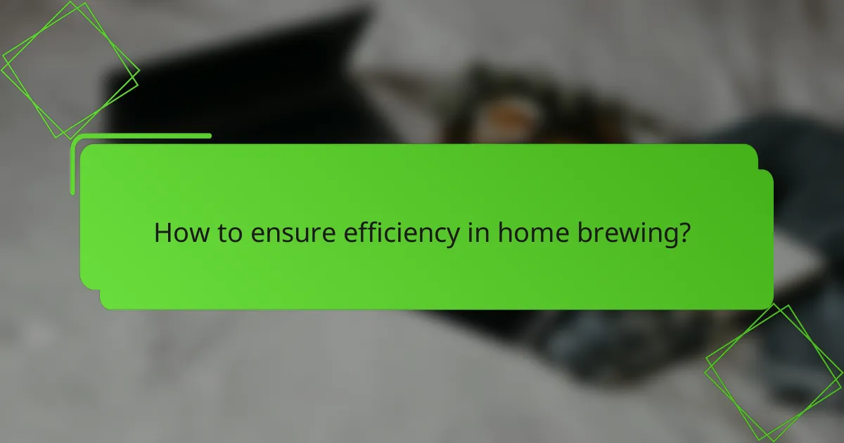 How to ensure efficiency in home brewing?