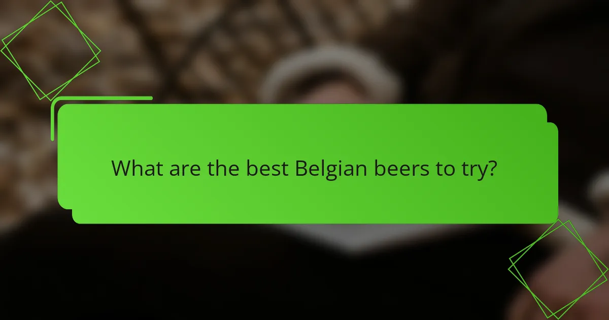 What are the best Belgian beers to try?
